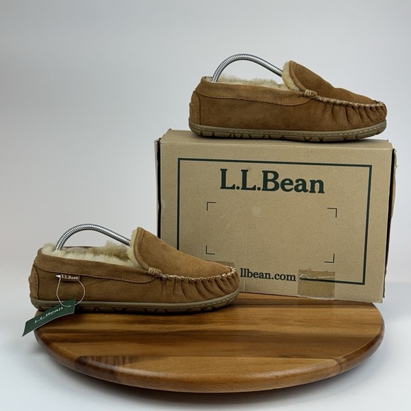 New NIB‎ Womens LL Bean Wicked Good Tan Suede Venetian Slippers Shoes Size 9 M - Picture 1 of 11